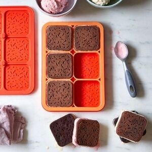 Pampered Chef Ice Cream Sandwich Maker Mold, Silicone & Nylon, Orange,  #2493